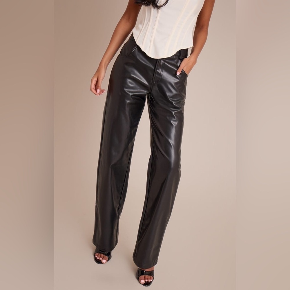 PrettyLittleThing Black Leather Look Trousers